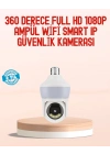 ® 360° Full HD Wi-Fi Akıllı Ampül Kamera Gece Görüşlü