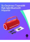 ® 360 RGB LEDli Taşınabilir Bluetooth Hoparlör – Kırmızı, USB/TF Destekli