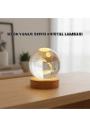 ® 3D Yunus Desenli Kristal Küre Ahşap Tabanlı Işıklı Dekor Objesi