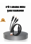 ® 3’ü 1 Arada Şarj Kablosu Type-C iOS Android Uyumlu Hızlı ve Güvenli Şarj