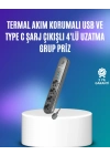 ® 4’lü Çoklu Priz 2 USB Type-C Girişli Akım Korumalı Siyah