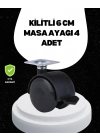 ® 6 cm Kilitli Tekerlek Ayak 4 Adet Sehpa ve Ekipman Uyumlu