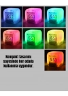 ® 7 Renk LED Işıklı Alarmlı Dijital Küp Masa Saati Termometreli