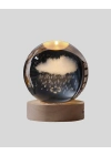 ® 8 cm 3D Yağmur Bulutu Kristal Küre LED Gece Lambası Ahşap Standlı Tasarım Lamba