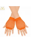 80’ler 90’lar Retro Neon Turuncu File Parmaksız Kısa Eldiven 11 cm