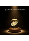 ® Ahşap Tabanlı 3D Satürn Kristal Küre Atmosfer Lambası