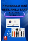 ® Akıllı Saat 7 Kordonlu Kulaklık Hediyeli Nabız Ölçer Uyku Takibi Sesli Görüşme