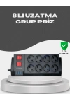 ® Akım Korumalı 8’li Priz 3 USB’li Uzatma Kablosu Isıya Dayanıklı 2 Metre