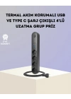 Akım Korumalı Çoklu Priz 4’lü 2 USB 1 Type-C 2500W Güçlü Tasarım
