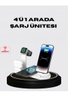 ® Apple Uyumlu Kablosuz Şarj İstasyonu 4 Cihaz Destekli ve Hızlı Şarjlı