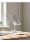 Ayarlanabilir Ergonomik Katlanabilir Masaüstü Telefon Tutucu Beyaz