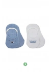 ®   2Li Babet Cute Face Penye Çorap 30103 Mavi-Beyaz