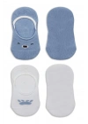 ®   2Li Babet Cute Face Penye Çorap 30103 Mavi-Beyaz