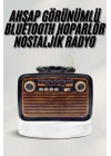 ® Bluetooth Hoparlör Ahşap Renk Vintage Işıklı Nostaljik Radyo Fm Ahşap Görünümlü