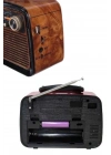 ® Bluetooth Hoparlör Ahşap Renk Vintage Işıklı Nostaljik Radyo Fm Ahşap Görünümlü