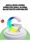 ® Bluetooth Hoparlörlü RGB Atmosfer Lambası Kablosuz Şarj ve Saat Özellikli