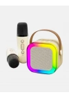 ® Bluetooth Karaoke Hoparlör Renkli LED Işıklı ve Type-C Şarjlı
