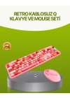 ® Bluetooth Retro Kablosuz Klavye ve Mouse Seti – 3 Cihaz Bağlantılı, Sessiz Tuş, Uzun Pil Ömrü