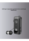 Bluetooth 5.2 Kablolu Makaralı Kulaklık | Dijital Ekran ve Titreşimli Bildirim