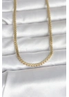 ® CM 14K Gold Renk Yassı Ezme Zincir Model 60 cm Kadın Kolye