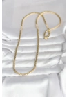 ® CM 14K Gold Renk Yassı Ezme Zincir Model 60 cm Kadın Kolye