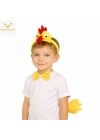 Çocuk Horoz Tavuk Kostüm Seti 3 Parça (Taç + Papyon + Kuyruk)