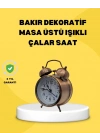® Dekoratif Bronz Renk Metal Alarmlı Masa Üstü Saat Klasik Tasarım