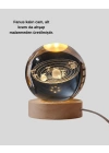 ® Dekoratif LED Kristal Küre Ahşap Altlıklı Şık Gece Lambası