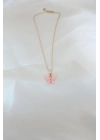 ® Gold Kaplama Pembe Sedefli Kelebek Kolye