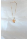 ® Gold Kaplama Sarı Renk Sedefli Kelebek Kolye