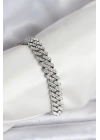 ® Gümüş Renk Pirinç Cuba Chain Gurmet Bileklik