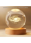 ® Gün Işığı LED’li 3D Kristal Galaksi Küre Ahşap Tabanlı Dekoratif Lamba