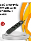 ® Hızlı Şarj Özellikli 3 USB Girişli Üçlü Priz