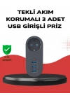® Isıya Dayanıklı 3 USB Portlu Güvenlikli Priz – Akıllı Enerji Yönetimi