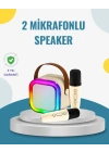 ® Kablosuz Karaoke Hoparlör – Çift Mikrofon ve LED Işıklı