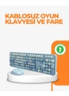 ® Kablosuz Retro Klavye ve Mouse Seti – 104 Tuşlu Sevimli Tasarım