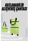 ® Katlanabilir Tekerlekli Çantalı Çarşı Pazar Arabası Alışveriş Çantası Piknik Çantası