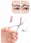® Kavisli Kaş Kirpik Düzeltici Bıyık Alma Taraklı Kaş Makası Yüz Bakım Seti Makas