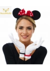 Kırmızı Fiyonklu Minnie Mouse Tacı ve Beyaz Eldiven Seti