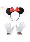 Kırmızı Fiyonklu Minnie Mouse Tacı ve Beyaz Eldiven Seti