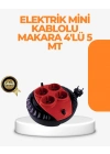 ® Kırmızı Renk 5 Metre 4’lü Kablolu Priz Makarası