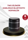 ® Kompakt Silindir Metal Bluetooth Hoparlör 400 mAh Uzun Pil TWS Destekli