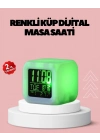 ® Kronometre ve Takvim Destekli Renk Değiştiren LED Dijital Küp Saat