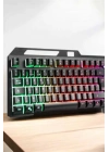 ® Led Işıklı Oyuncu Klavye Usb Girişli RGB Işıklı Q Klavye Mouse Hediyeli