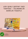 ® LED Işıklı Şeffaf Yazı Tahtası – Neon Etkili Akrilik Pano, Silinebilir, 7 Renkli Kalemli, 30x20 cm