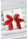 ® Lotus Model Kırmızı Renk Tüllü Kadın Küpe