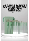 ® Makyaj Fırça Seti Yeşil 13 Parça Fondöten Fırçası Allık Fırçası Far Fırçası