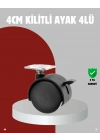 ® Mobilya İçin Kilitli 4 cm Tekerlek Ayak Seti
