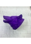 ® Mor Renk 3D Kurt Başı Duvar Dekoru Asılabilir Maskot Heykel 25x19 cm