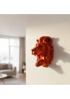 ® Özel Tasarım 3D Aslan Figürü Duvar Süsü Dekoratif Heykel 20x21 cm